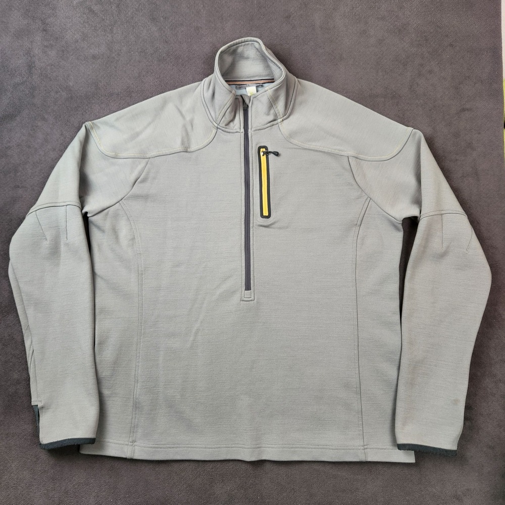 Smartwool Light Gray Half-Zip Pullover with Yellow Zip Pocket